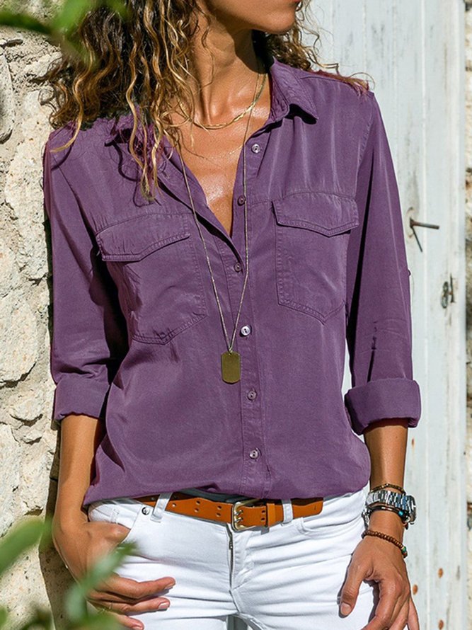 9 Einfarbige Große Lässige Button-down-Shirts