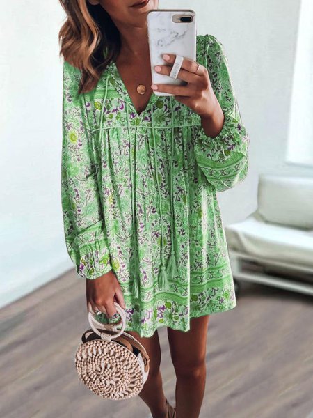 Bohemien langärmelig Kleid