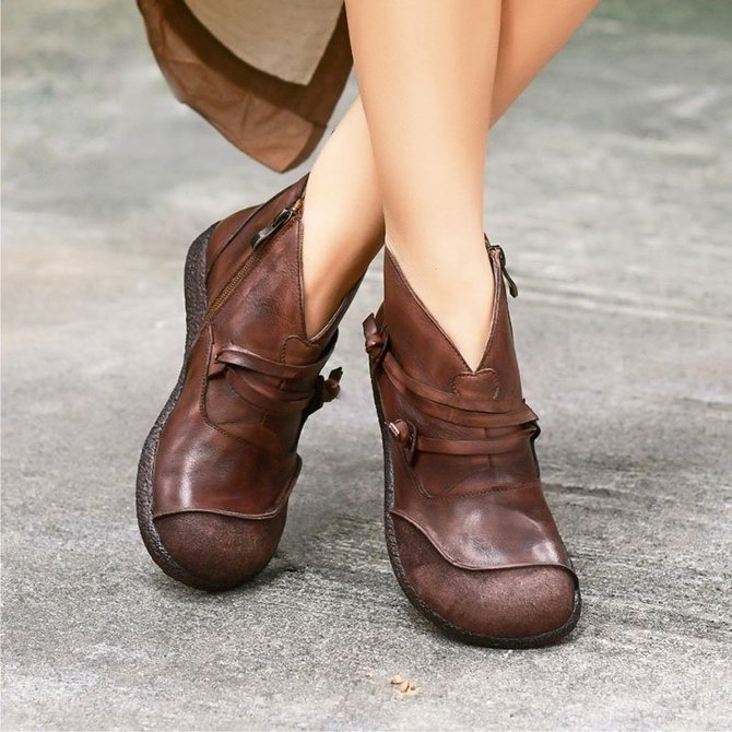 Flache Braune Stiefelette