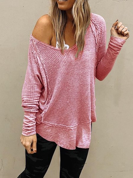 Gestrickt Langarm Lässig Pullover