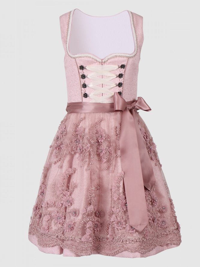 Dirndl Oktoberfest Retro Herbst Schleife Normal Leicht Nein Elastizität Party Sexy Kleider für Damen