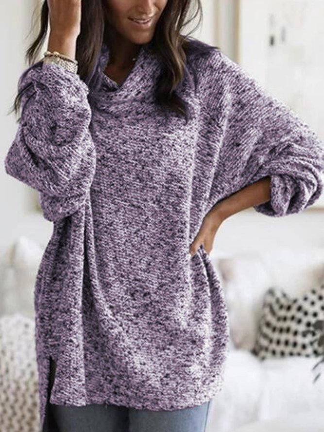 Lässiger Einfarbiger Pullover mit Kapuze