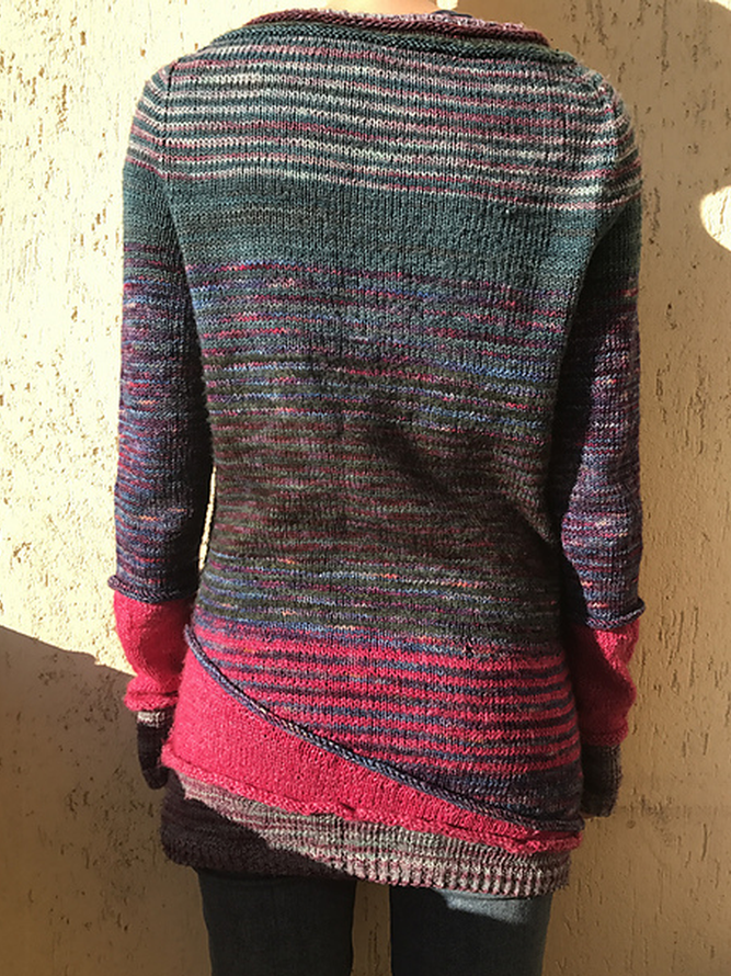 Wollgemischer Einfarbiger Pullover mit Rundhals Kurzarm