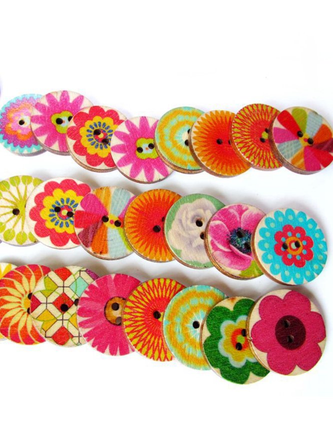 100Pcs Multi-Color Wooden Buttons Round Sewing Buttons For DIY Craft Bag Hat Clothes Decoration 20mm