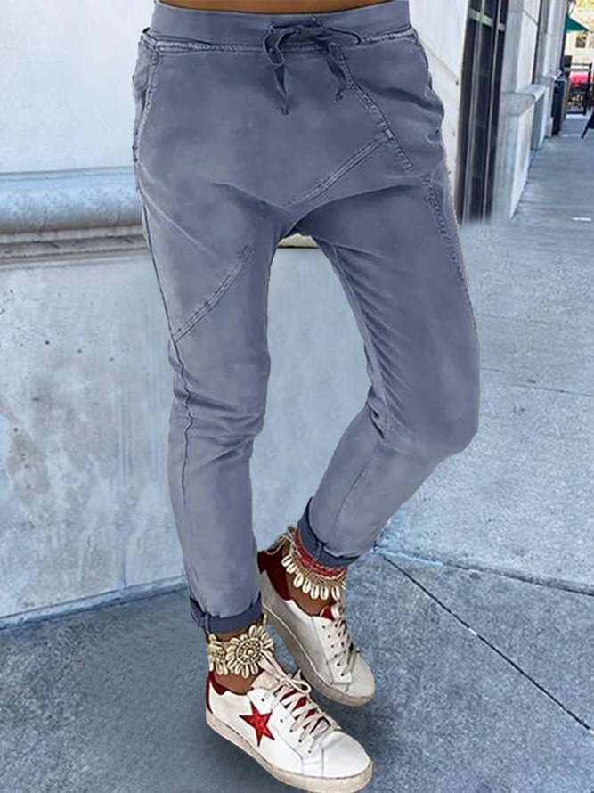 Lässige Unifarben Hose mit Taschen