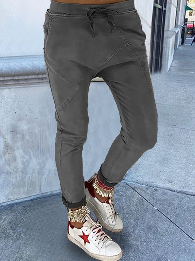 Lässige Unifarben Hose mit Taschen