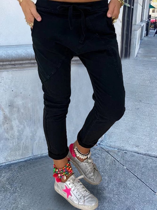 Lässige Unifarben Hose mit Taschen