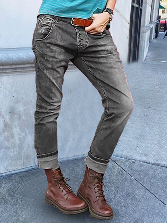 Button Down Taschen Denim Hosen Jean