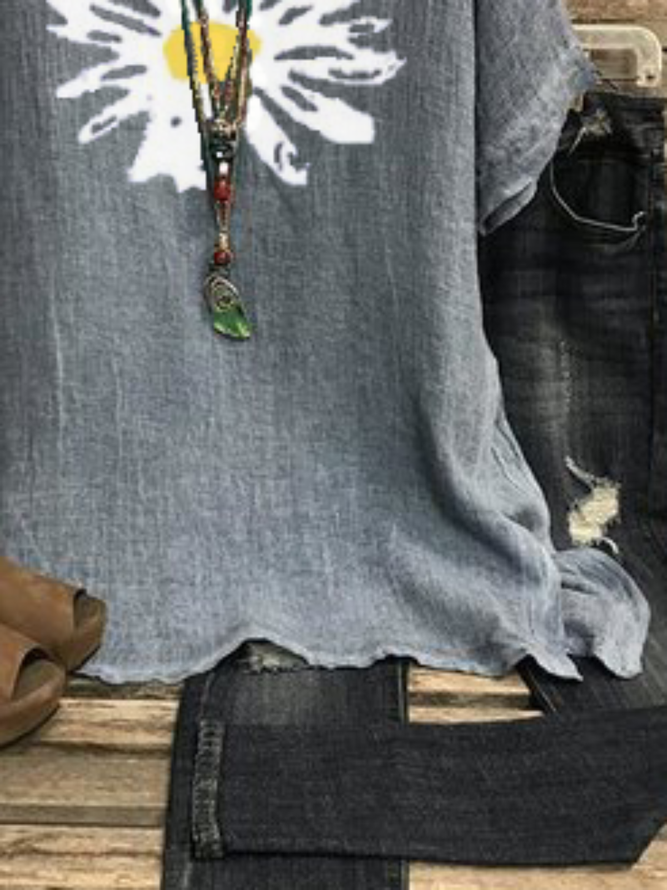 Große Größen Gänseblümchen Print Shirts & Blusen