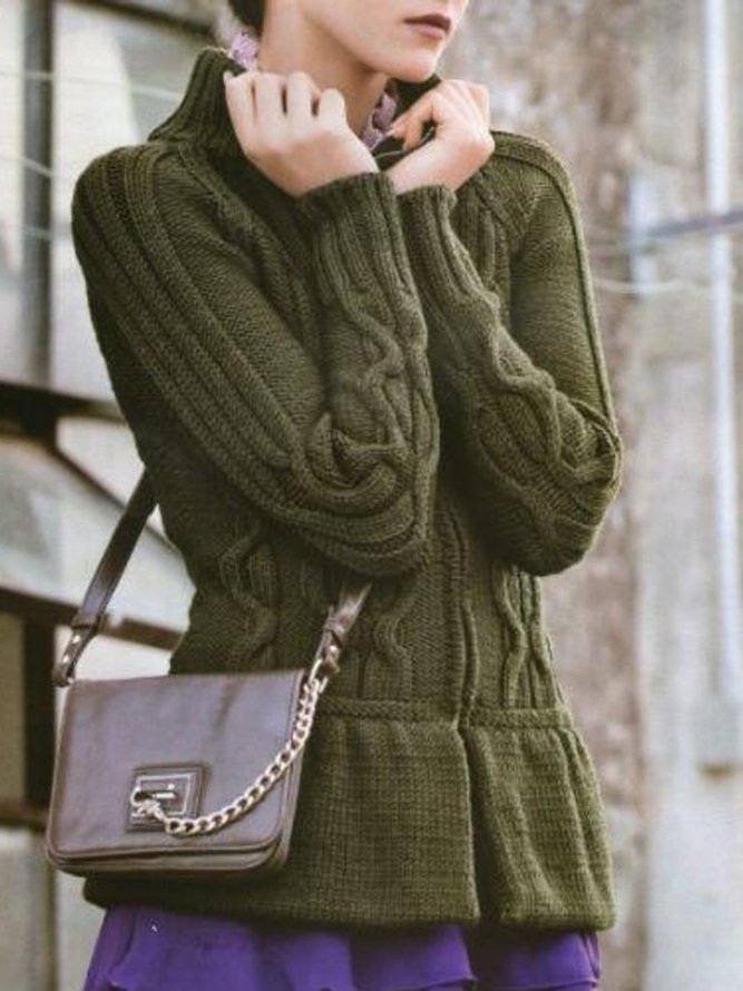 Grün Retro Baumwolle Pullover