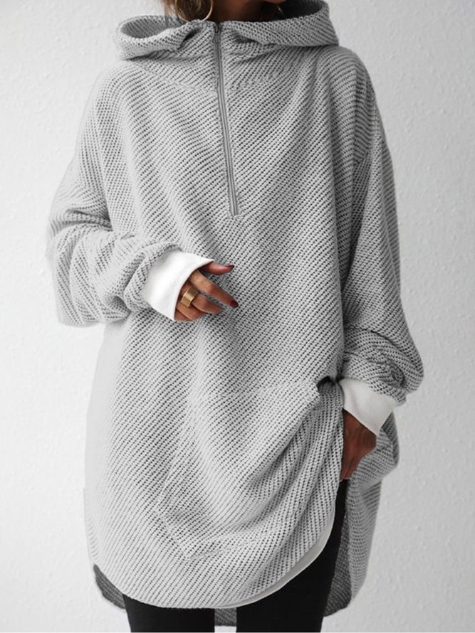 Kapuze Lässig Normal Unifarben Sweatshirt