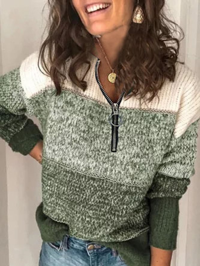Grün Lässig Acryl V-Ausschnitt Normal Pullover