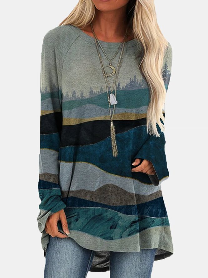 Rundhals Langarm Print T-shirt Bedrucken