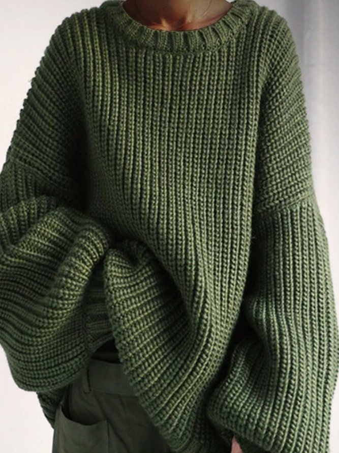 Normal Wollgemisch Einfach & Basic Langarm Pullover