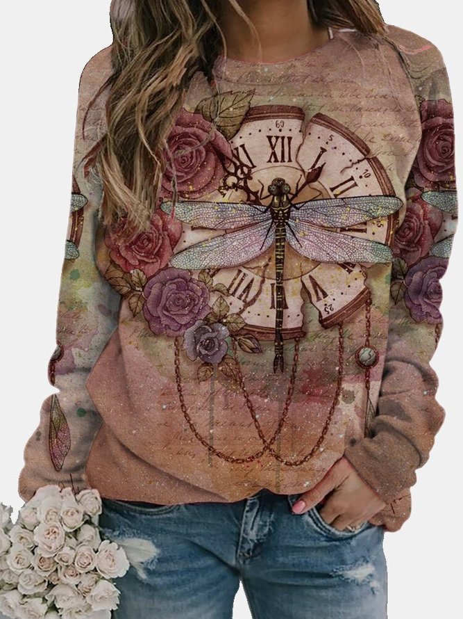 Schmetterling Blumenmuster Langarm Sweatshirts