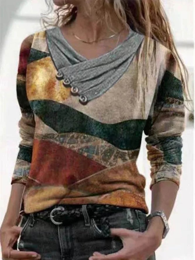 Baumwolle Langarm Blusen & Shirt