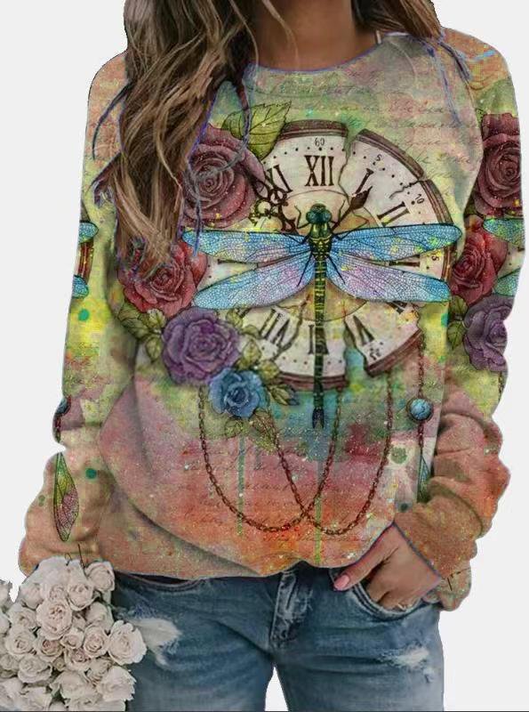 Schmetterling Blumenmuster Langarm Sweatshirts