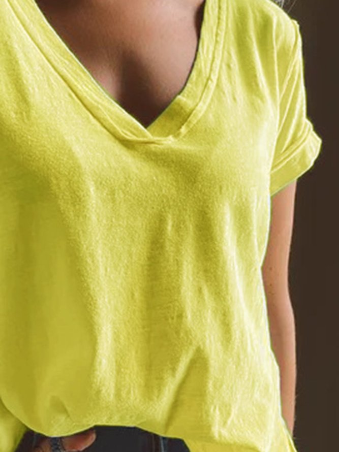 Einfarbige Lässige T-Shirt