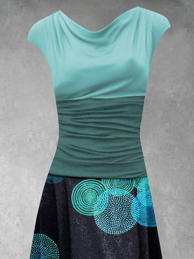 Patchwork Geometrische Kleider mit Polka Dot Print