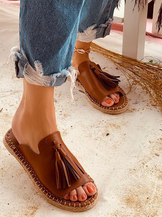 Lässige Sommer Slip On Flache Sandale Damen