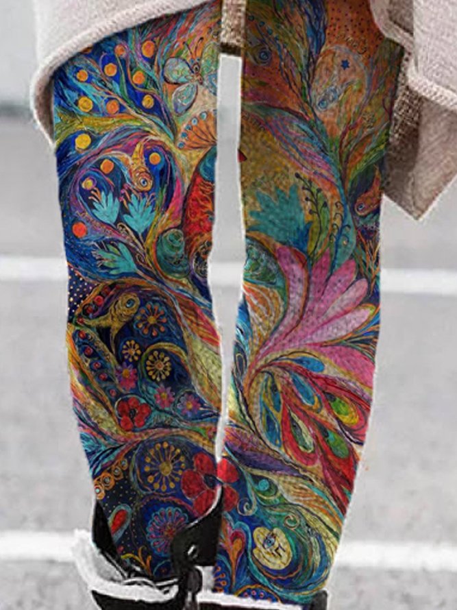 Malerei Die Pfauenblau Schmal Freizeithose