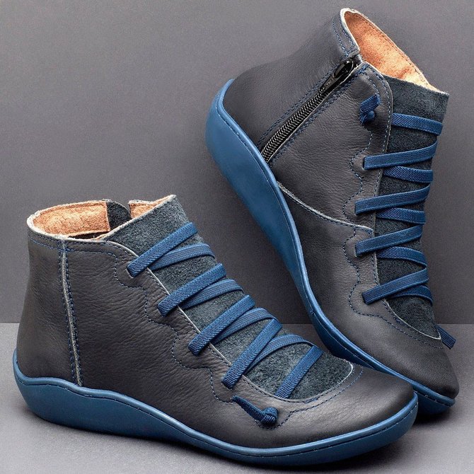 Unifarben Flache Stiefelette