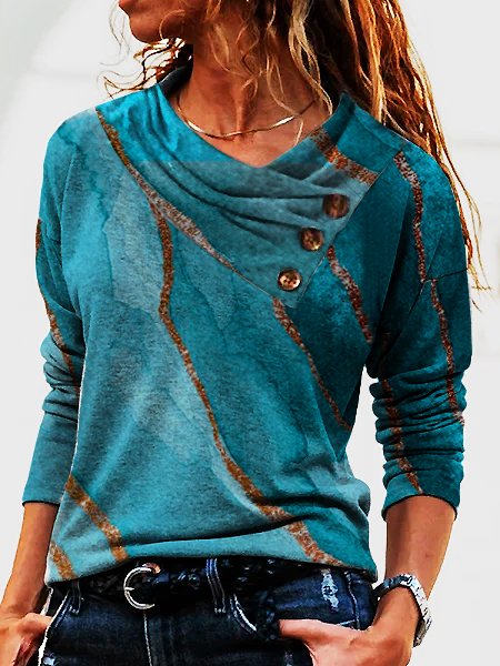 Langarm Abstrakte Basics Shirts & Blusen mit V-Ausschnitt