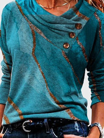 Langarm Abstrakte Basics Shirts & Blusen mit V-Ausschnitt