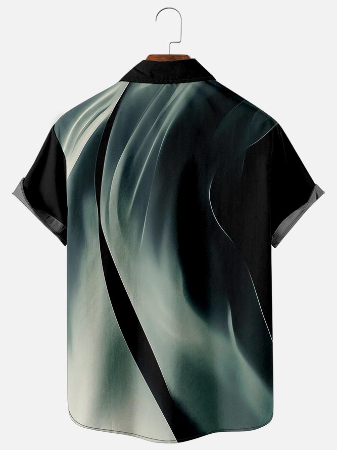 Kurzarm Hawaiische Shirts mit Welle Print für Herren