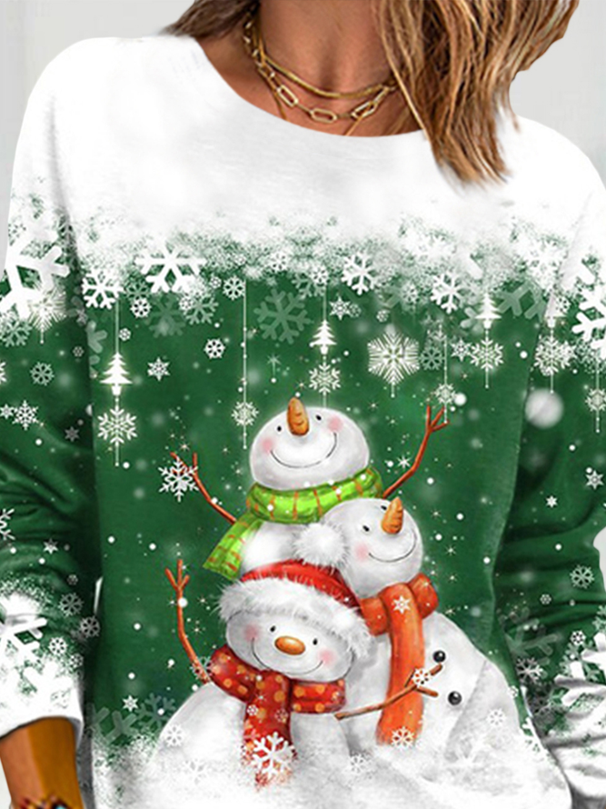 Rundhals Weihnachten Schneemann Sweatshirt