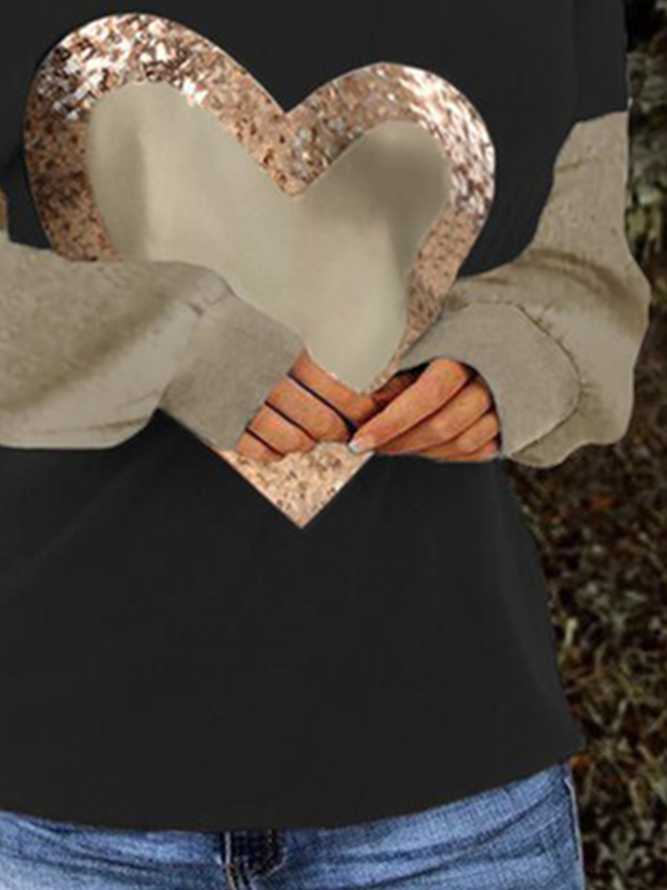 Party Baumwollgemisch Pailletten Herz Shirts & Blusen