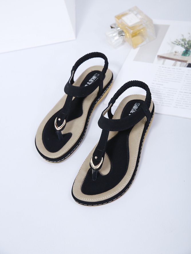 Damen Strand Metallische Schnalle Trimmen Flip-On Sandale