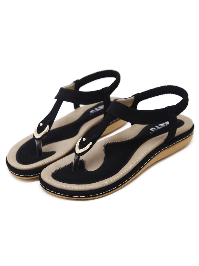Damen Strand Metallische Schnalle Trimmen Flip-On Sandale