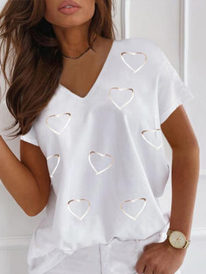 Liebe Muster Lässig Farbblock Shirts & Blusen