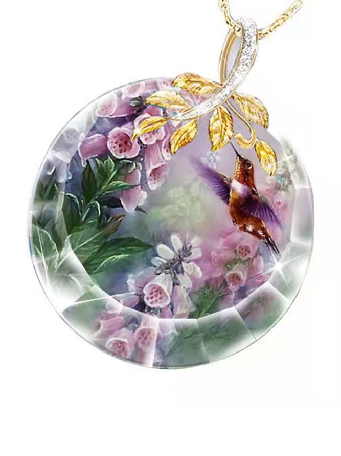 Kreativ Kristall Blume Vogel Halskette