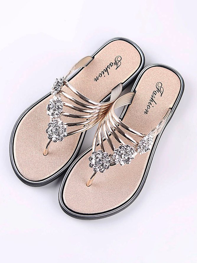 Damen Diamant Flach Zehentrenner-Sandalen