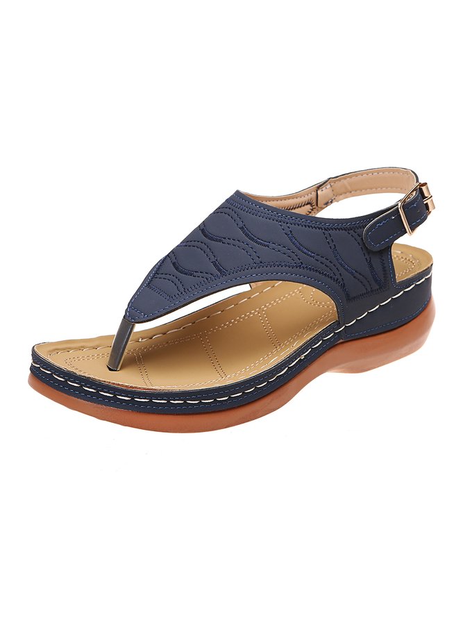 Bestickt Welle Muster Retro Lässig Zehentrenner-Sandalen