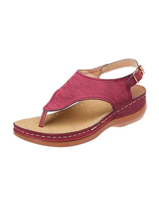 Bestickt Welle Muster Retro Lässig Zehentrenner-Sandalen