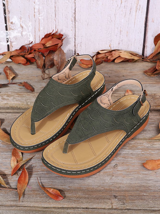 Bestickt Welle Muster Retro Lässig Zehentrenner-Sandalen