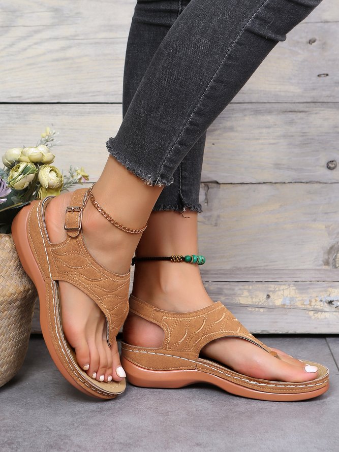 Bestickt Welle Muster Retro Lässig Zehentrenner-Sandalen