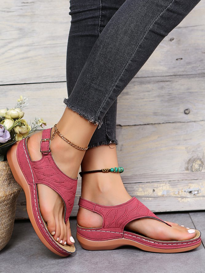 Bestickt Welle Muster Retro Lässig Zehentrenner-Sandalen