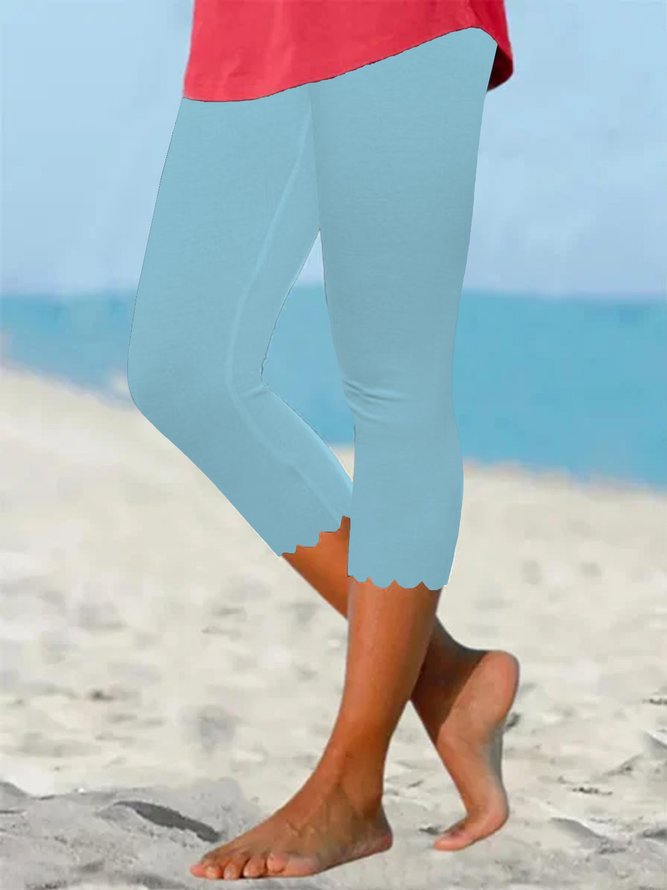 Strand Täglich Basic Unifarben Farbe gemustert Elastische Taille Hohe Elastizität verbrannt Blume Hosen Große Größen