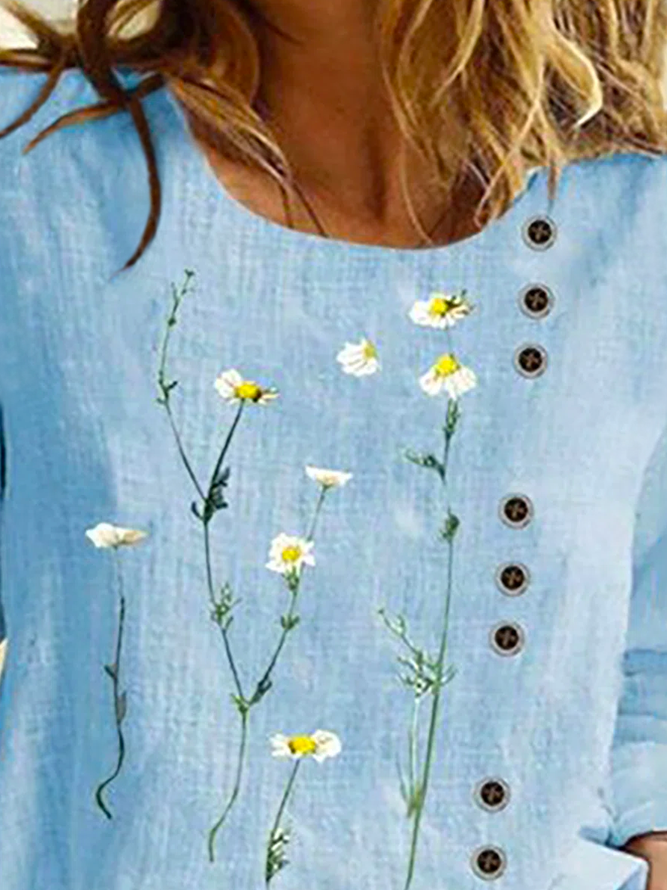Große Größen Geblümte Blusen & Shirts mit Langarm