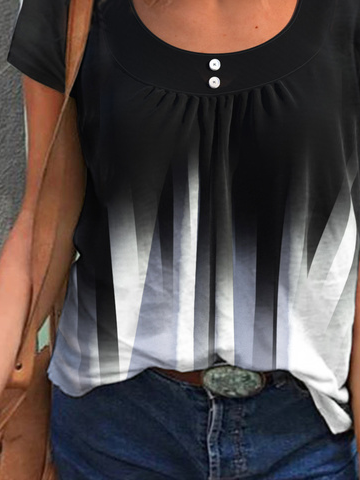 Rundhals Regelmäßige Passform Farbverlauf Kurzarm T-Shirt