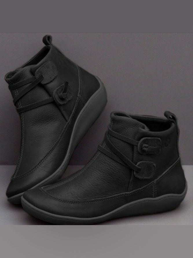 Geflochtener Riemen Flach Alle Jahreszeiten Stiefelette