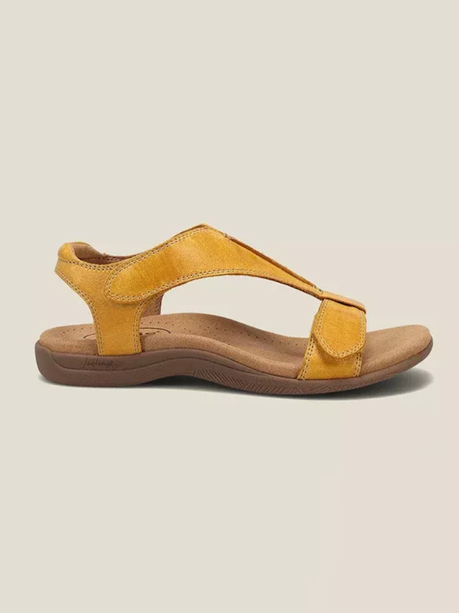 Retro Unifarben Lässig Klettverschluss Tragbar Sandale