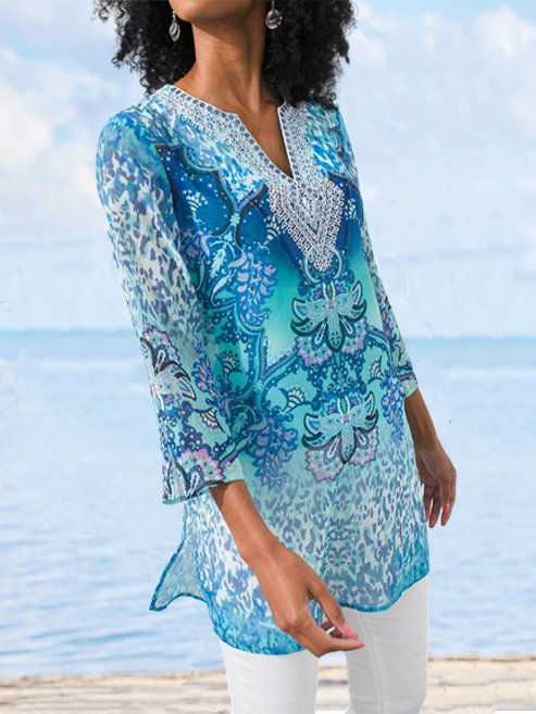Locker Urlaub Langarm Blusen & Shirts Tunika