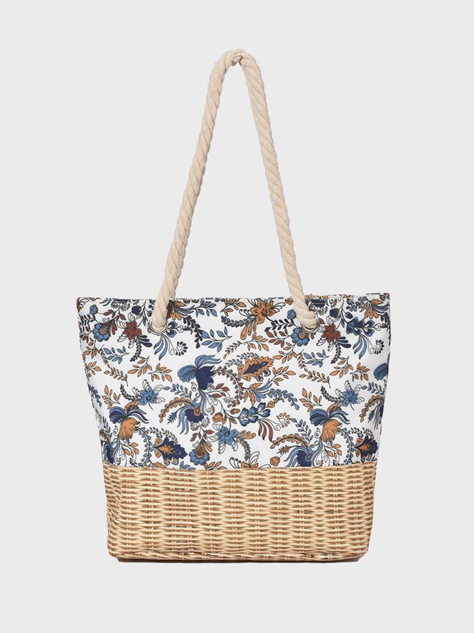 Urlaub Stil Blätter Muster Weben Schulter Strand Tasche Handtasche