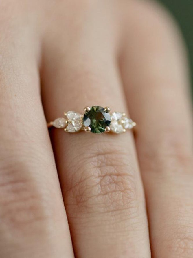 Smaragd Zirkon Diamant Ring Hochzeit Engagement Ring