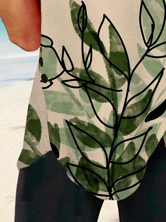 Tinte Farbe Blume See irregulär Geäst und Blätter Nagel Knopf Bluse T-Shirt Große Größen Tunika